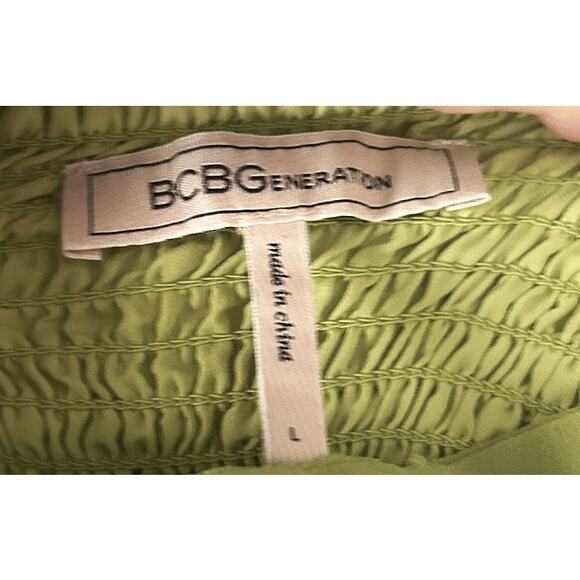 BCBGeneration Clip-Dot Front Knot Ruffled Crop Top Women's Large - Picture 5 of 6